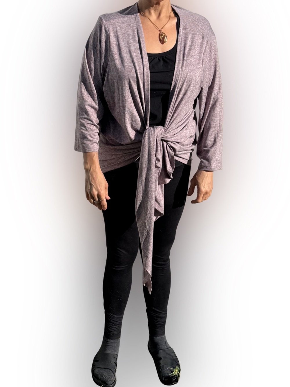 NEW Zuda Heathered Gray Wrap Cardigan 2X Tie Front Dolman Sleeve Athleisure